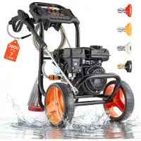 Vevor Gas-højtryksrenser 2900 PSI og maks. 7 l/min, opgraderet aluminiumspumpe med sprøjtepistol og stang, sæt med 4 dyser, lavprofil-højtryksrenser til biler, hegn, indkørsler, hjem, terrasser, møble