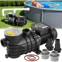 Vevor Overjordisk poolpumpe, 180W, 10.800 L/T maks. flow, enkelt hastighed, swimmingpoolpumpe, AC 220-240V, 2850 o/min, 8 m maks. hovedløft, med filterkurv og låg, til overjordiske pools, spabade og s