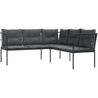 vidaXL Havesofa Med Hynder L-Facon Stål Og Textilene - Antracitgrå