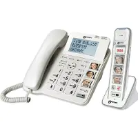 Geemarc Telecom Telecom Combi-Photo 295, Analog/DECT-telefon, Kabelforbundet og trådløst håndsæt, Højttalertelefon, 50 entries, Nummervisning, Hvid