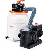 Vevor sandfilterpumpe til overjordiske pools, 300 mm/12 tommer, 10.000 l/t, 285 W svømmepoolpumpesystem og filtrekombinationssæt med 6-vejs multiportventil og sikurv, til private og kommercielle pools