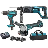 Makita combo-sæt 18V DLX3078TX1 (DDF482, DGA504, DHR241) 3x5,0Ah taske