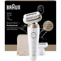 Braun Epilator Silk-épil 9 Flex Wet &amp Dry, langtidsholdbar glat hud, 9-030 3D, Guld
