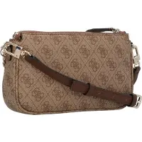 GUESS Skuldertaske 'NOELLE II DBL POUCH CROSSBODY' brun / cappuccino