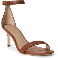 Ralph Lauren Lauren Ralph Laurentil kvinder. 802P10639002 Brune Allie-sandaler i læder (38), 3-5 cm, Spænder, Casual, Party, Klassisk