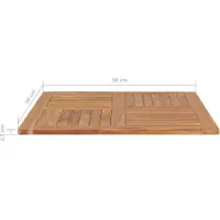 vidaXL bordplade i massivt teaktræ firkantet 90x90x2,5 cm