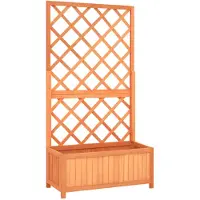 vidaXL Plantekasse Med Espalier Massivt Fyrretræ - Brun / 70 x 30 x 135 cm
