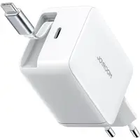 JOYROOM JR-TCL06 67W GaN Wall Charger with Built-in Retractable USB-C Cable - White