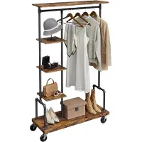 Vasagle tøjstativ med hjul, 5-niveauer, metalrør, til soveværelse og butik