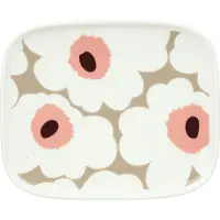 Marimekko Unikko tallerken 12x15 cm White-clay-powder-dark wine