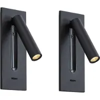 QAZQA Sæt med 2 moderne væglamper sort inkl. LED - Plaza