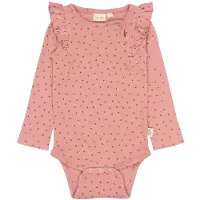 Petit Piao Body l/æ - Rib/Model - PPSonja - Dusty Rose Heart - - 2 år (92) - Body L/Æ