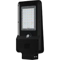 V-TAC 20W LED gatvės šviestuvas su saulės baterija ir judesio davikliu, juodas, 3000/4000/6000K, 140°x70°