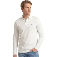Gant Ganttil mænd. 2230 Shield pique polo shirt hvid (XL), Casual, Bomuld, Lange ærmer