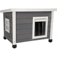 Kerbl Pet kattehus Rustica, hvid/grå - L 57 x B 45 x H 43 cm
