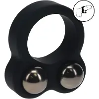 Levelz Liquid Silicone Double Weighted Ball Cockring - Black