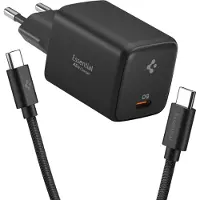 Spigen EE451EU Essential 45W GaN Pro USB-C-vægoplader med 100W USB-C-kabel - sort