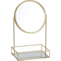 Home Styling Collection gyldent smykkestativ med spejl til makeup GLIM 19 x 12 x 32 cm