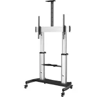 StarTech.com Startech Mobile TV Stand, Heavy Duty TV Cart for 60-100 Display (100kg/220lb), Height Adjustable Rolling Flat Screen Floor Standing on Wheels, Unive