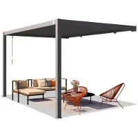 TOOLPORT 3x4 m Vægmonteret pergola i antracitgrå, med lameltag i antracitgrå