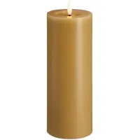 Moods & More LED bloklys i honey mustard med smelteeffekt - Ø 7,4 cm x H 20 cm