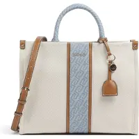 Liu Jo Liu Jotil kvinder. AA6206-T388A Mellemstor jacquardtaske beige, blå (OSFA), Casual, Bomuld, Denim