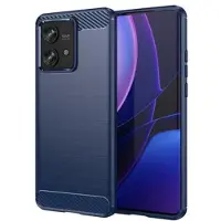 Mtp Products Motorola Edge 40 Neo Børstet TPU Cover - Karbonfiber - Blå