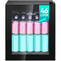 Bomann KSG 7291, Drikkevarekøler, Fritstående, Sort, Sort, Højre, 46 L