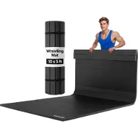 Vevor 3x1,5m brydemåtte, tyk kampsportmåtte til hjemmetræning, vandtæt PVC-oprullbar træningsmåtte til gymnastik, tatami, jiu jitsu, bjj, mma, judo, boksning, sort