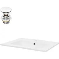 LuxeBath Håndvask inkl. pop-up affald med overløb 61x16,5x46 cm hvid keramik ML design