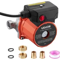Vevor varmtvandsrecirkulationspumpe, 38 LPM, øjeblikkelig cirkulationspumpe, 3-hastighedsstyring, 100W, AC 220-240V, G3/4 tomme til G1/2 tomme adapter, rustfrit stålhoved, til vandvarmersystem