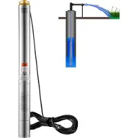 Vevor Dykpumpe til dyb brønd, 1100 W 230 V 50 Hz, 7,1 m³/t Maks. flow 105 m Maks. løftehøjde med 19,4 m elkabel, Vandpumper i rustfrit stål til industriel vanding og hjemmebrug, IP68 vandtæt klasse