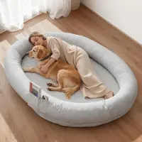 Vevor Hundeseng til Mennesker, 70,08 x 47,24 x 9,45 tommer ortopædisk hundeseng i memory foam i menneskestørrelse, kæledyrssenge til mennesker med sidelomme, håndtag og lynlås, aftagelige, maskinvaskb