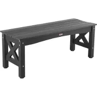 Vevor udendørsbænk, 113 cm, 272 kg vægtkapacitet, vejrbestandig plastramme med justerbare fodpuder og tykke ben, udendørsbænk til terrasse, have, park, veranda, sort