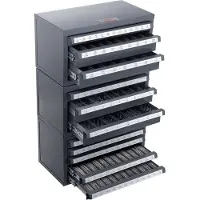 Vevor Drill Bit Dispenser kabinet, 3 stykker Tre-skuffer til 1/16" til 1/2" &amp; Letter Størrelser A til Z, Fem-skuffer Bore Bit Organizer til Wire Gauge Størrelser #1 til #60, Stabelbar til Bore Bit