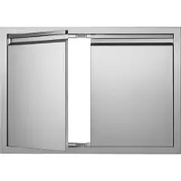 Vevor BBQ-adgangsdør, 762x532 mm dobbelt udendørs køkkendør, planmonteret dør i rustfrit stål, vertikal vægdør med forsænkede håndtag, til grillø, grillstation, udendørsskab