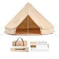 Vevor Kanvas Klokketelt, 4 Sæsoner 4 m/13,12 ft Yurt Telt, Kanvas Telt til Camping med Komfurudtag, Åndbart Telt med Plads til Op til 6 Personer, Familiecamping Udendørs Jagtselskab