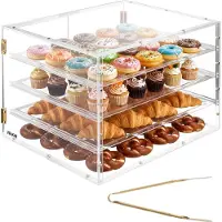 Vevor Bagerimontre, 4-lags kommerciel bordmonteret konditormontre, klar akryl brødkasse til køkken, festkageskab med magnetisk bagdør til cookie-dessertdonut, 22,4"x17,3"x15,9