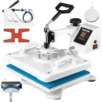Vevor Heat Press 12 X 15 Inch 5 In 1 Heat Press 1250W Heat Press Machine Swing Away White Heat Press T-shirt Sublimation Printer Transfer 360 graders rotation til DIY sko Hat og T-shirts