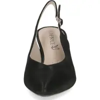 Caprice sling pumps, black, made of Leather with Funnel heel, Size 37.5