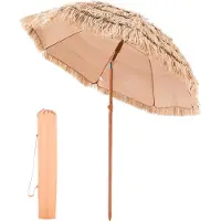Vevor Tiki-paraply, 6 fod stråtækt terrasseparasoll med vipning, strandparasol i hawaiiansk stil med holdbart PP-stråtag og 8 metalribber, græspoolparasoller til strand, terrasse, poolside, baghave og