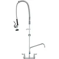 Vevor kommerciel vandhane med forskylningsspray, 114 cm højde, 20 cm center, 30 cm svingtud, vægmonteret køkkenvaskarmatur, messingkonstruktion med nedtrækkelig spray, til vask med 1/2/3 rum