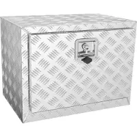 Vevor Undervognsboks til lastbil, 24"×17"×18" Pickup-opbevaringsboks, Kraftig værktøjskasse i aluminium med diamantplade, lås og nøgler, Vandtæt traileropbevaringsboks med T-håndtag til lastbil, varev