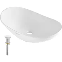 Vevor Oval Karvask, 23,3" x 14,2" Badeværelseskarvask med Bordplade, Hvid Keramisk Badeværelsesvaske Over Bordplade, Karvask med Moderne Stil, Velpakket Til Badeværelse, Hotel, Toilet, RV