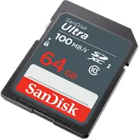 SanDisk 64GB Ultra SDXC UHS-I hukommelseskort - 100MB/s C10 U1 Full HD SD-kort