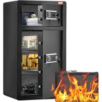 Vevor Dobbeltdørs Sikkerhedsboks med 7,2 cu.ft, Nøglelås og Adgangskode, Sikkerhedsboks med Brandsikker Taske, Nøglehylde, LED-lys og 2 Højdejusterbare og Aftagelige Opdelere til Penge, Dokumenter, Sm