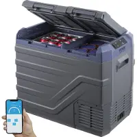 Vevor Bilkøleskab, 12 Volt Bilkøleskab, 40 L Dual Zone Bærbar Fryser, -4℉-68℉ Justerbart område, 12/24V DC og 100-240V AC Kompressorkøler til Udendørs, Camping, RV