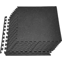 Vevor Puslespilsmåtte, 12 stk. fitnessmåtter, 610 x 610 x 100 mm, sæt med EVA-skummåtter med høj densitet, sammenlåsende bløde gummifliser, beskyttende gulvpolstring med grå prikker til hjemmetræning