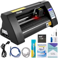 Vevor vinylskærer, 375 mm vinylplotter, LED-skærmplotterskærer, halvautomatisk indbygget optisk øje, kompatibel med SignCut-software til Mac- og Windows-systemdesign.