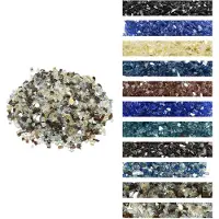 Vevor brandglas, 10 LBS / 4,5 KG højtemperaturbestandige pejsesten, 1/2-tommer / 12,7 mm reflekterende bålsten i glas, højglanssten til landskabspleje til bålbord, kobber + klar + guld